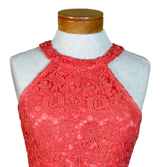 Lulus Women’s Coral Appliqué Lace Body Con Cocktail Wedding Guest Dress … - Picture 2 of 9